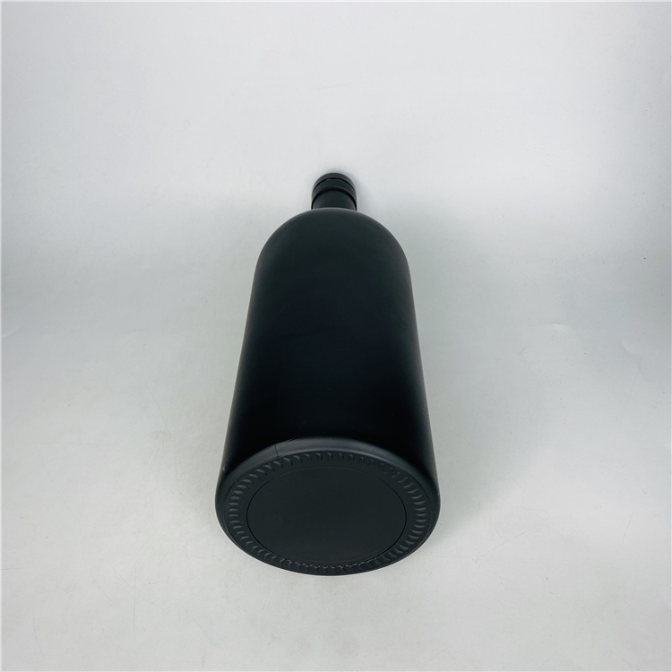 500ml 750ml1000ml matte black frosted thick bottom liquor wine vodka brandy glass bottle with cork