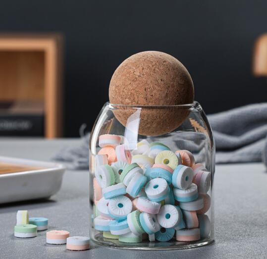 500ml 800ml 1200ml Clear Glass Food Storage Canister for Serving Tea, Coffee, Spice Cork Lid Glass Jar