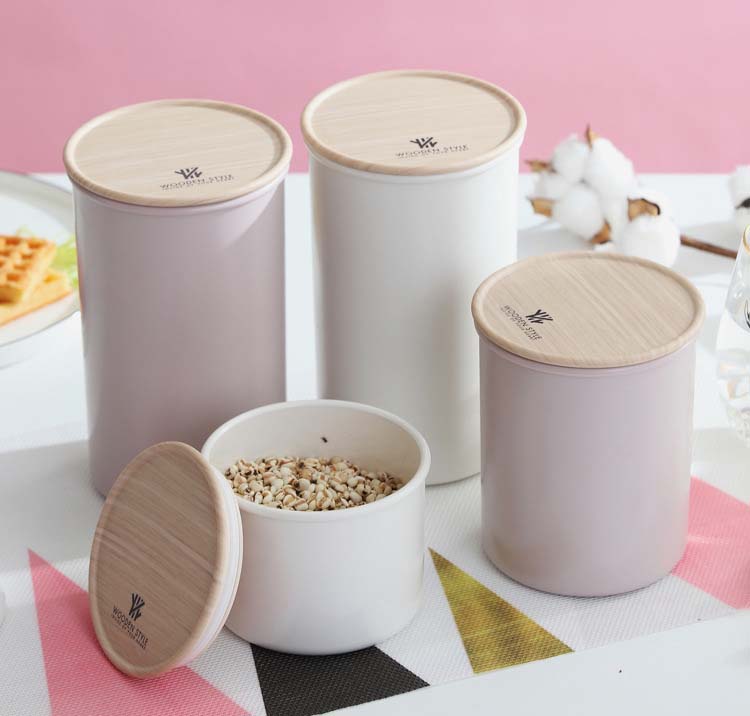 500ml 800ml 1200ml Round Cylinder Food-Grade Plastic Cereal Containers With Sealed Lids Kitchen Dry Food Snacks Coffee