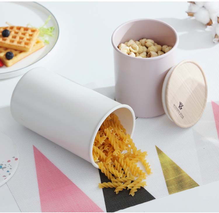 500ml 800ml 1200ml Round Cylinder Food-Grade Plastic Cereal Containers With Sealed Lids Kitchen Dry Food Snacks Coffee