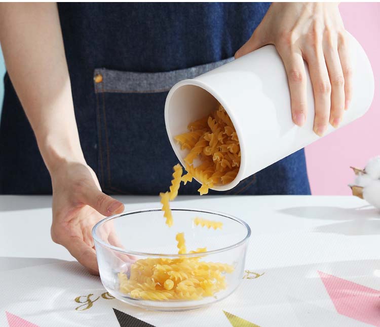 500ml 800ml 1200ml Round Cylinder Food-Grade Plastic Cereal Containers With Sealed Lids Kitchen Dry Food Snacks Coffee
