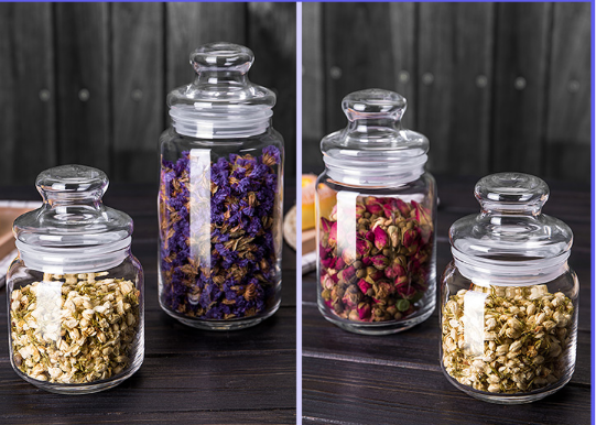 500ml Airtight Round Glass Food Storage Jars With Lids For Kitchen