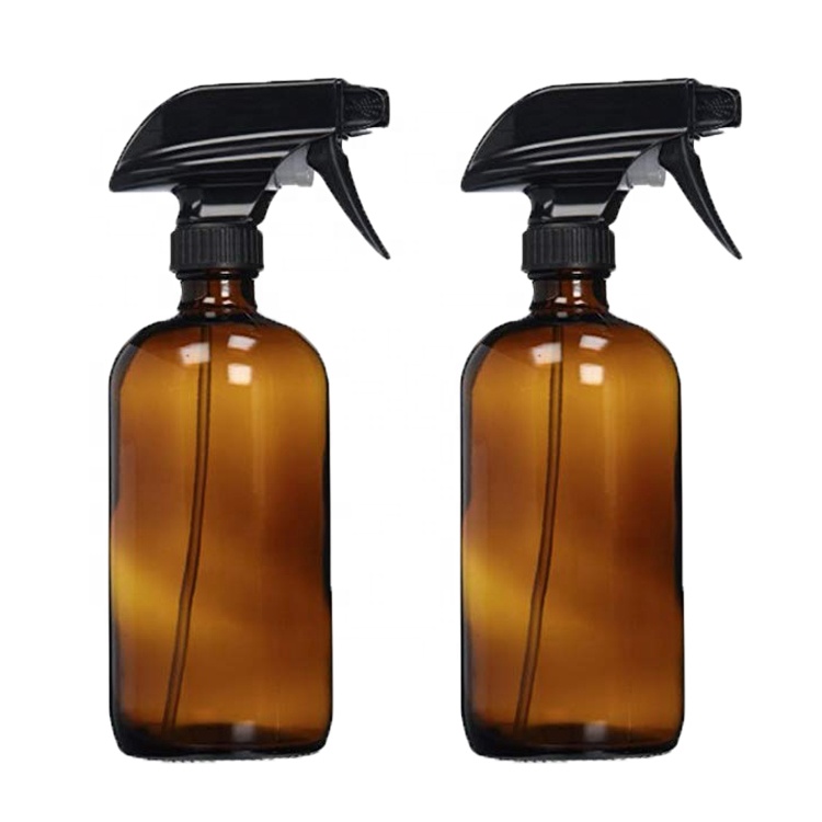 500ml Amber Boston Round Glass Bottle Essential Oil Bottle Amber Glass Spray Bottle