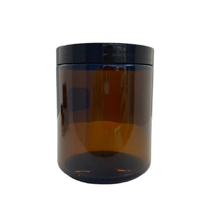 500ml Amber Glass Cream Jar Container with Black plastic cap