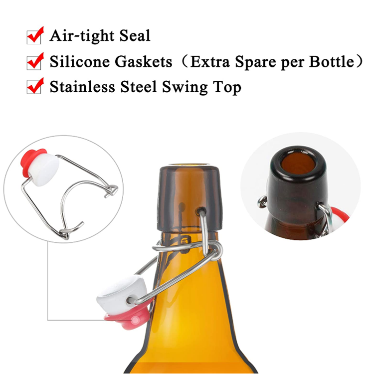500ml Amber Swing Top Stopper Glass Beer Bottle for Juice Kombucha Wholesale Free Sample