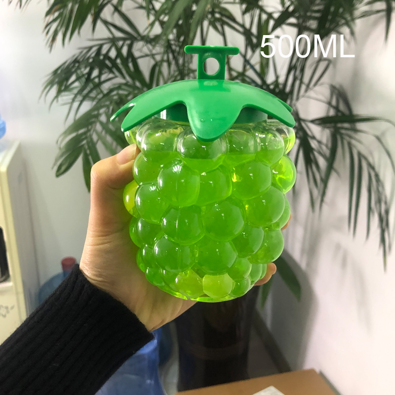 500ml BPA Free Fruit Pineapple Shaped Plastic Drinking Cup Drinking Water Bottle with Straw Lid