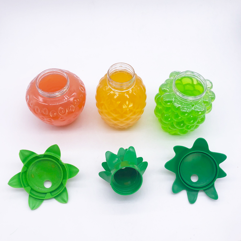 500ml BPA Free Fruit Pineapple Shaped Plastic Drinking Cup Drinking Water Bottle with Straw Lid