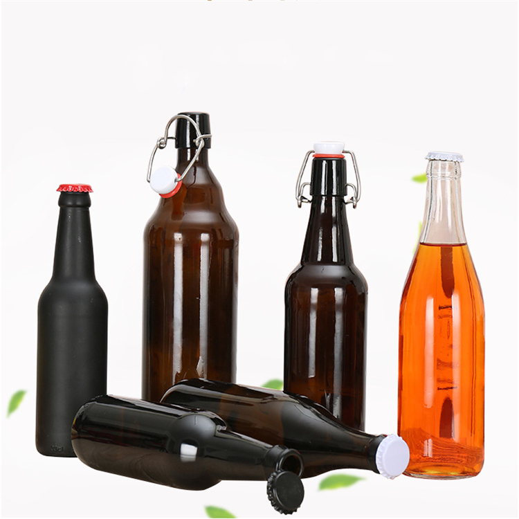 500ml Brown beverage beer glass wine bottle with lid