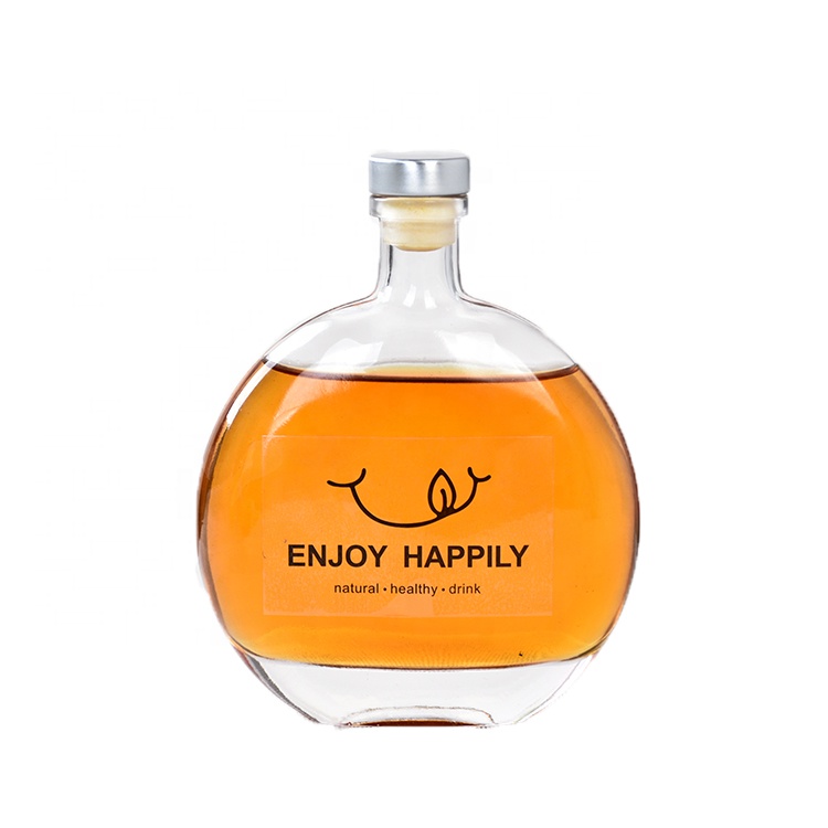 500ml Clear Round  Ball Shape Empty Whiskey  Wine Glass Bottle With Cork