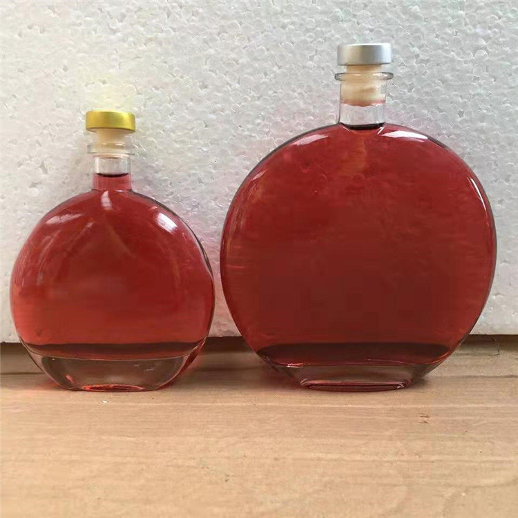 500ml Clear Round Ball Shape Empty Whiskey Wine Glass Bottle With Cork