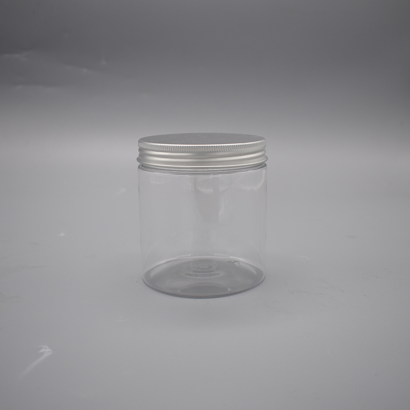 500ml Clear Round Cosmetic Container PET Plastic Jar with Aluminium Lid