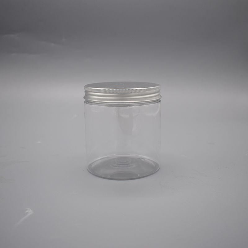 500ml Clear Round Cosmetic Container PET Plastic Jar with Aluminium Lid