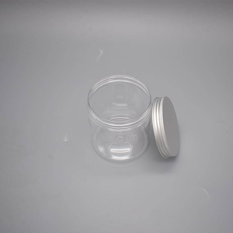 500ml Clear Round Cosmetic Container PET Plastic Jar with Aluminium Lid
