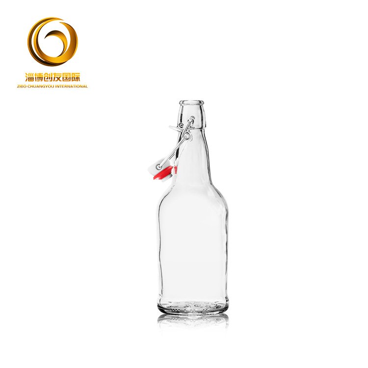 500ml Clear glass bottle 16oz kombucha beer bottle with swing top