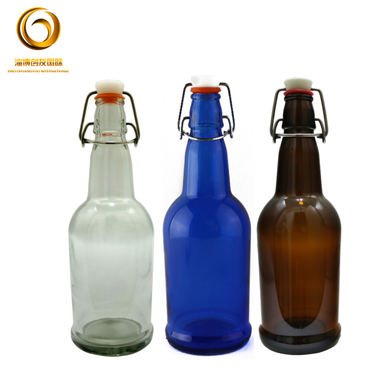 500ml Clear glass bottle 16oz kombucha beer bottle with swing top