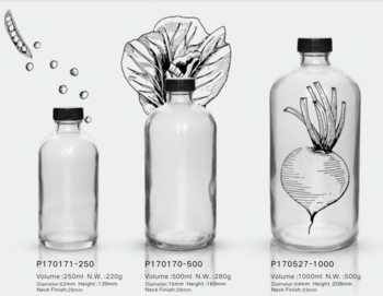 500ml Custom Design Round Recycled Juice Bottle Glass 16 oz