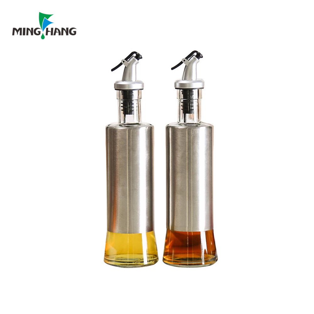 500ml Customized Spice Bottle With Plastic UV Dispenser Glass Olive Oil Bottle