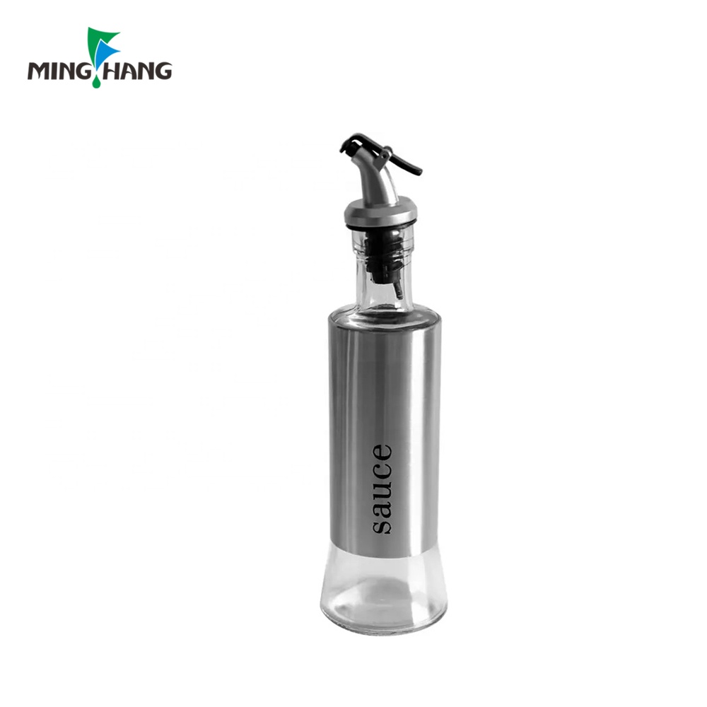 500ml Customized Spice Bottle With Plastic UV Dispenser Glass Olive Oil Bottle