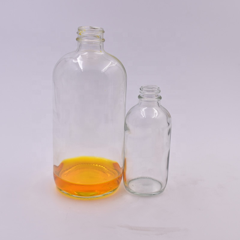 500ml Customized color clear boston round glass bottle twist off boston round glass bottles with plastic spray