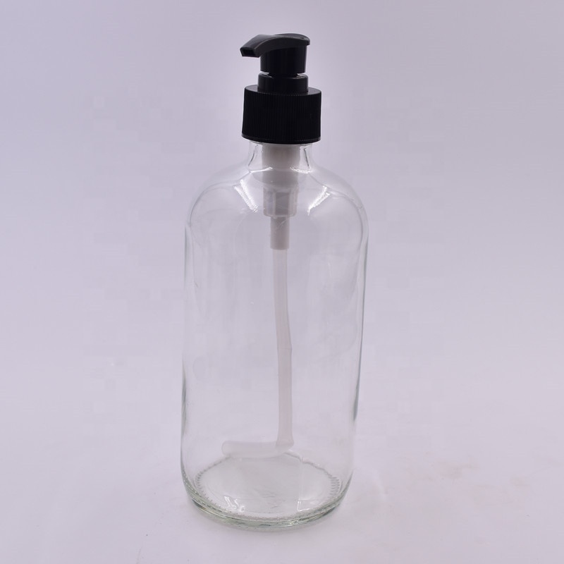 500ml Customized color clear boston round glass bottle twist off boston round glass bottles with plastic spray