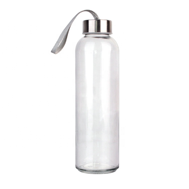 500ml Cylinder straight glass water bottle sports bottle with stainless steel lid