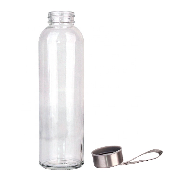 500ml Cylinder straight glass water bottle sports bottle with stainless steel lid