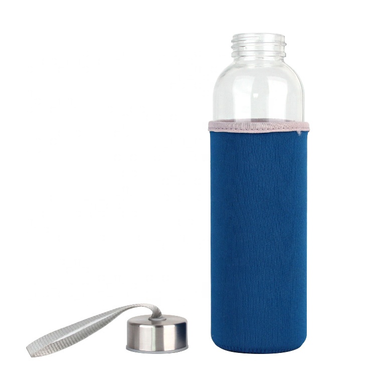 500ml Cylinder straight glass water bottle sports bottle with stainless steel lid