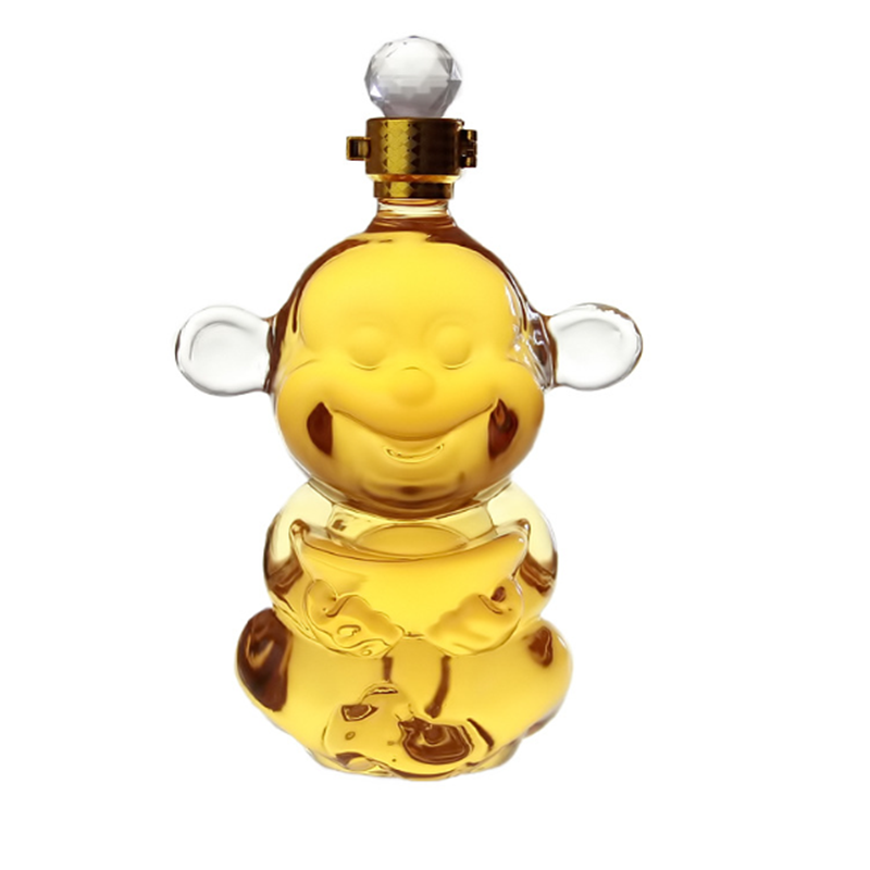 500ml Empty transparent creative zodiac cute monkey shape wine glass bottle