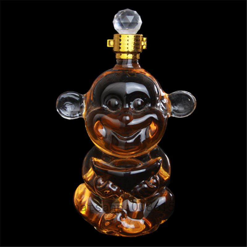 500ml Empty transparent creative zodiac cute monkey shape wine glass bottle