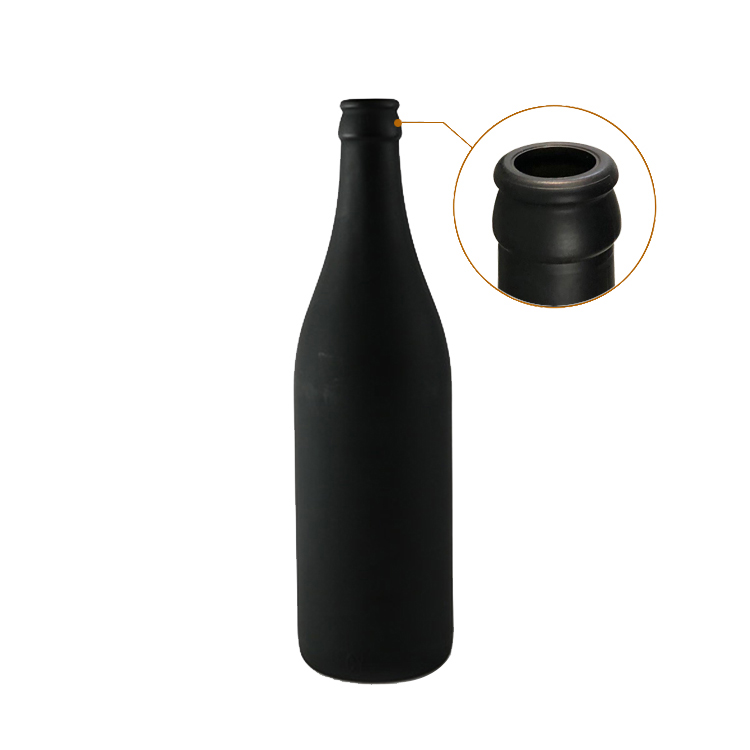 500ml Frosted Black Glass Beer Bottle CY-080