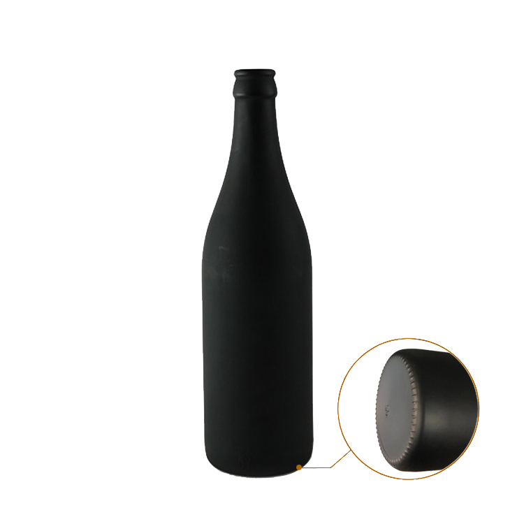 500ml Frosted Black Glass Beer Bottle CY-080