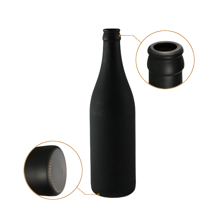 500ml Frosted Black Glass Beer Bottle CY-080