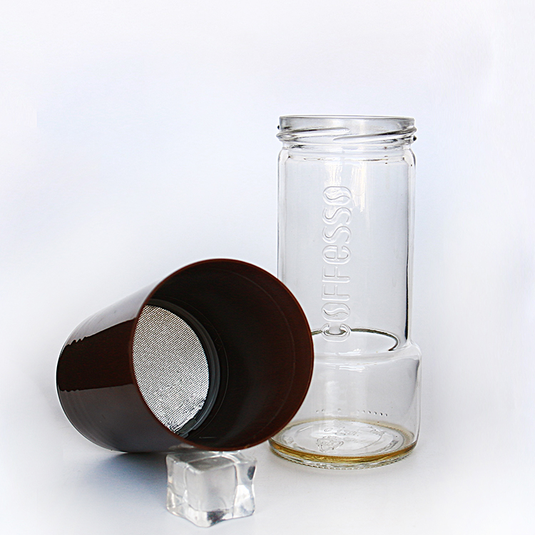 500ml Glass Coffee Jar with Lid Embossed Logo Glass Jar for Coffee