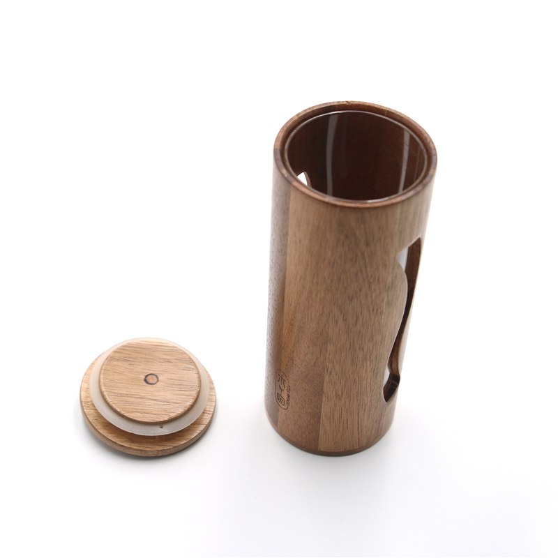 500ml Glass Storage Jar with Wood Lids Air Tight Canister Kitchen Food Storage Container Set for Coffee Beans Loose Tea Nuts Sug