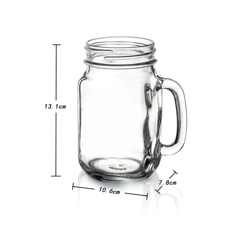 500ml Juice Beverage Glass Mason Jars for Drink with Handle and Straw