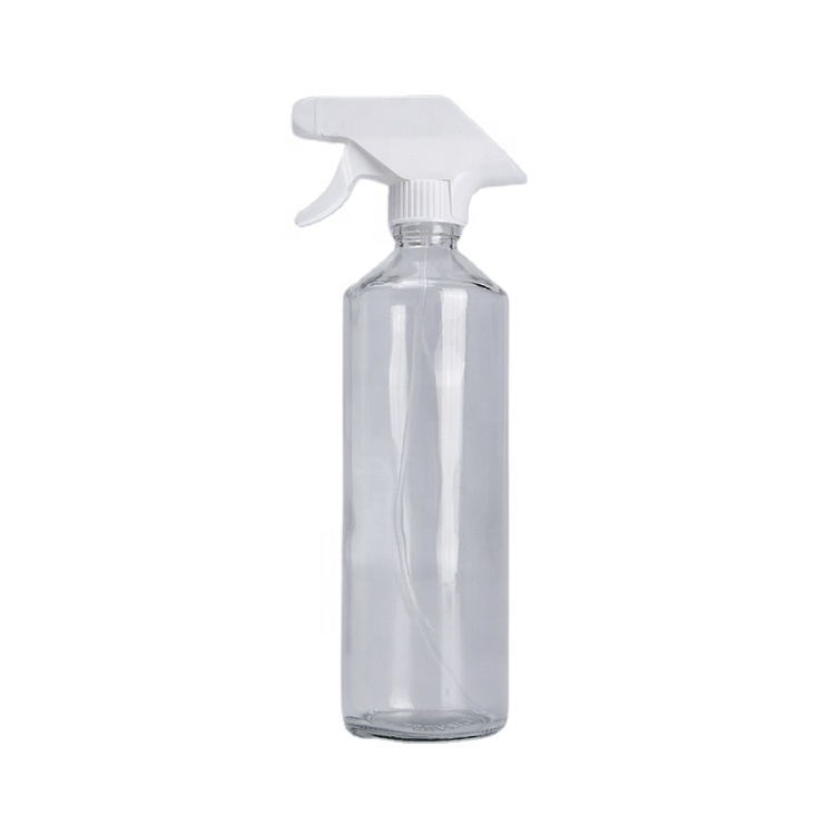 500ml Long Body Clear Cylinder Glass Spray Bottle For Cleaning Sanitizer Trigger Sprayer Bottle