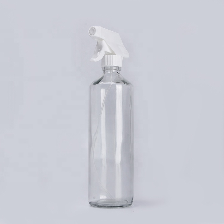 500ml Long Body Clear Cylinder Glass Spray Bottle For Cleaning Sanitizer Trigger Sprayer Bottle