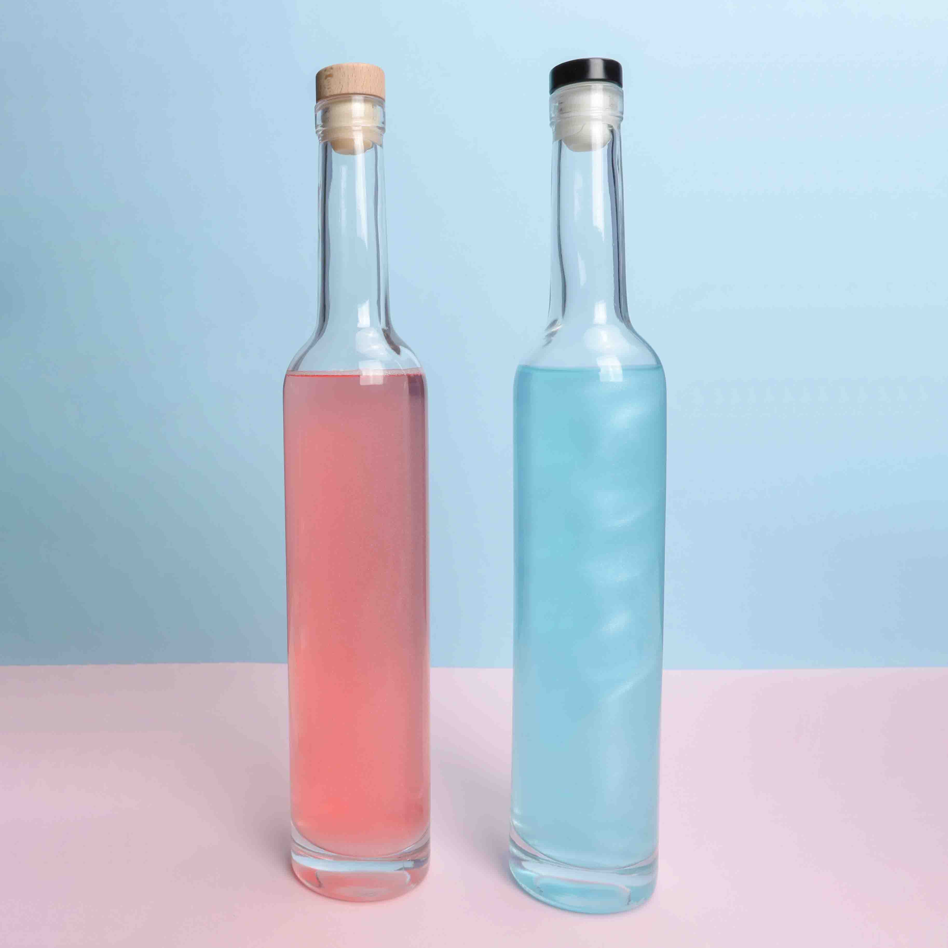 500ml Long Neck Ice Wine Glass Bottle with Cork and Pouring Customized Whisky Bottle