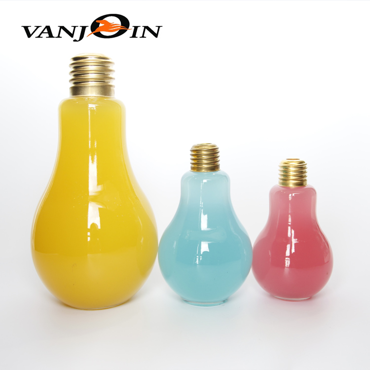 500ml Lovely Lightbulb Milktea Bottles With Golden Screw Top Lids