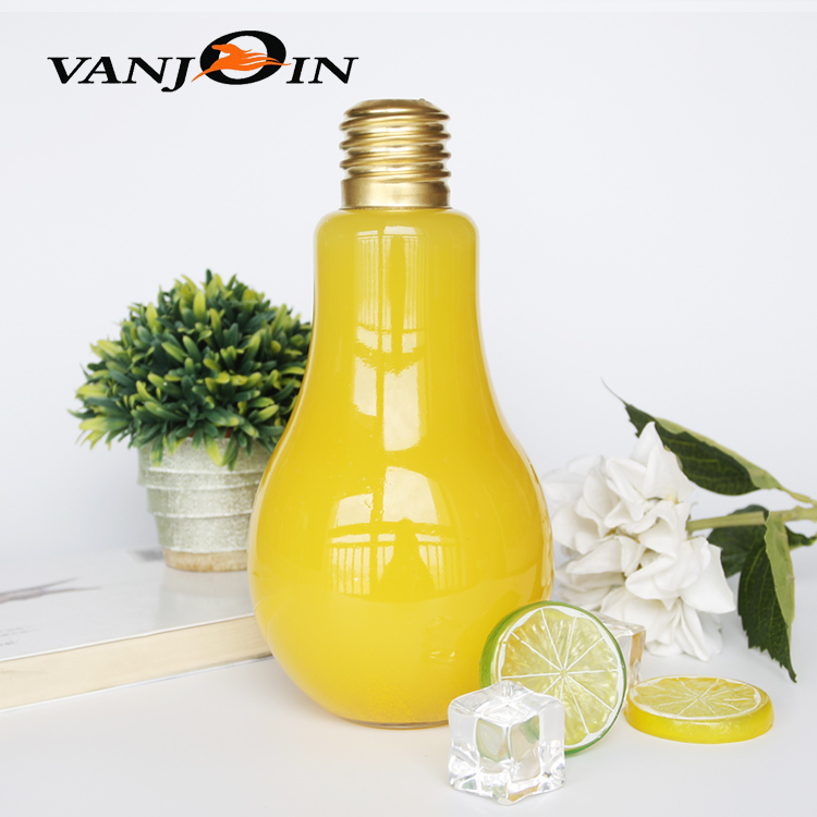500ml Lovely Lightbulb Milktea Bottles With Golden Screw Top Lids