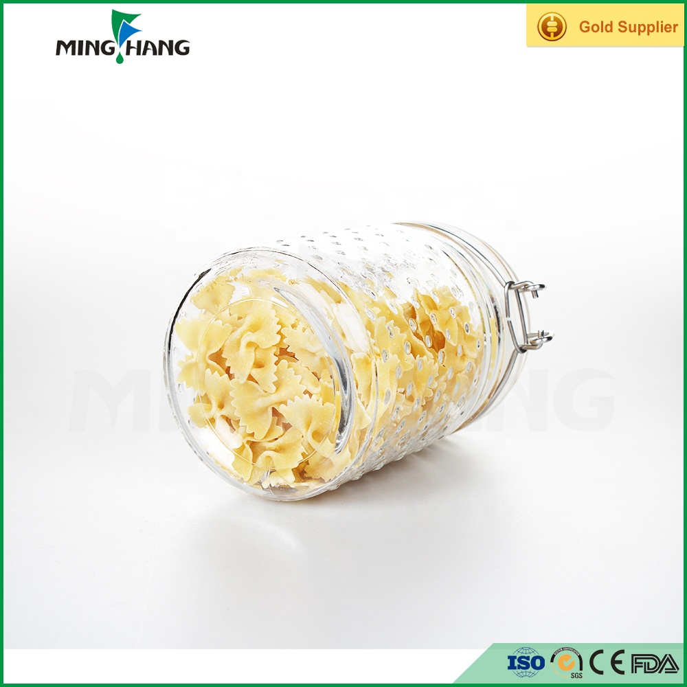 500ml Machine made glass jar with metal clip, glass storage jar Christmas