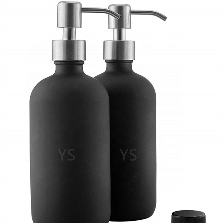 500ml Matte Black Glass Foaming Soap Pump Bottle with Stainless steel Foam Pump