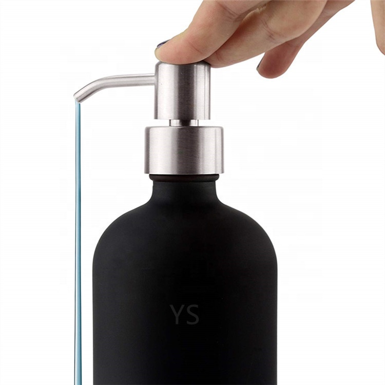500ml Matte Black Glass Foaming Soap Pump Bottle with Stainless steel Foam Pump
