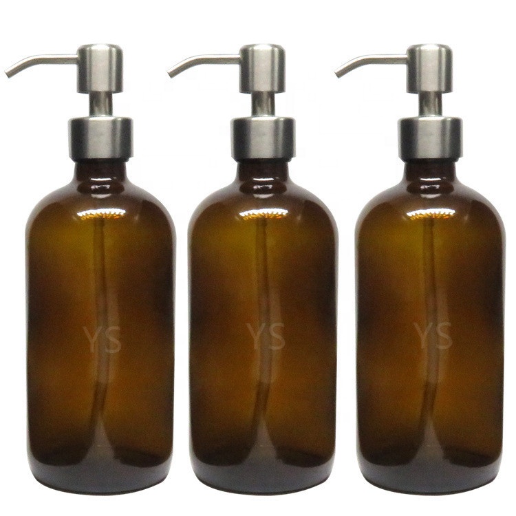 500ml Matte Black Glass Foaming Soap Pump Bottle with Stainless steel Foam Pump