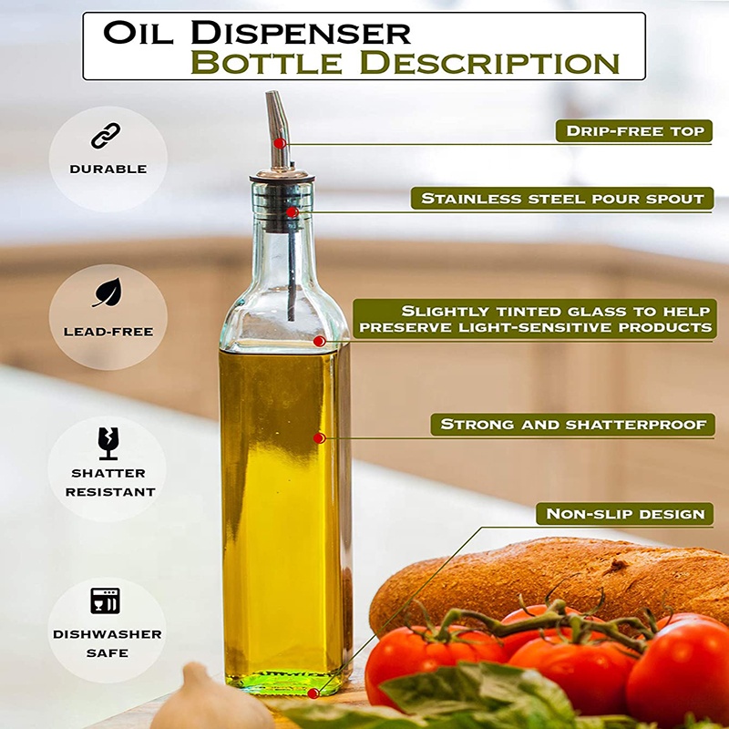500ml Olive Oil Vinegar Bottle Dispenser Glasses Dark Green Color