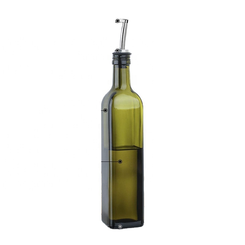 500ml Olive Oil Vinegar Bottle Dispenser Glasses Set Include Olive Oil Bottle Pourer Funnel and Dark Green Color