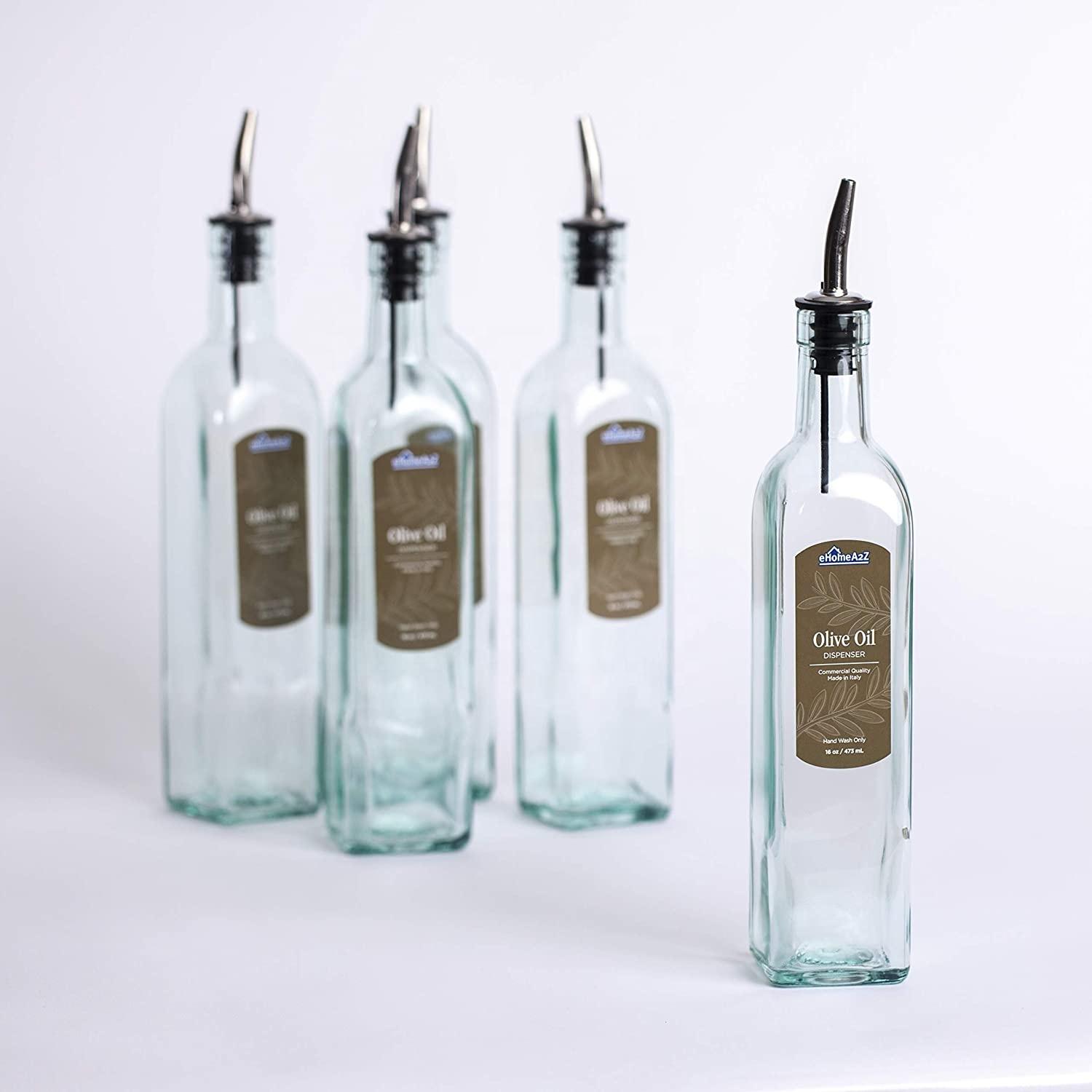 500ml Olive Oil Vinegar Bottle Dispenser Glasses Set Include Olive Oil Bottle Pourer Funnel and Dark Green Color