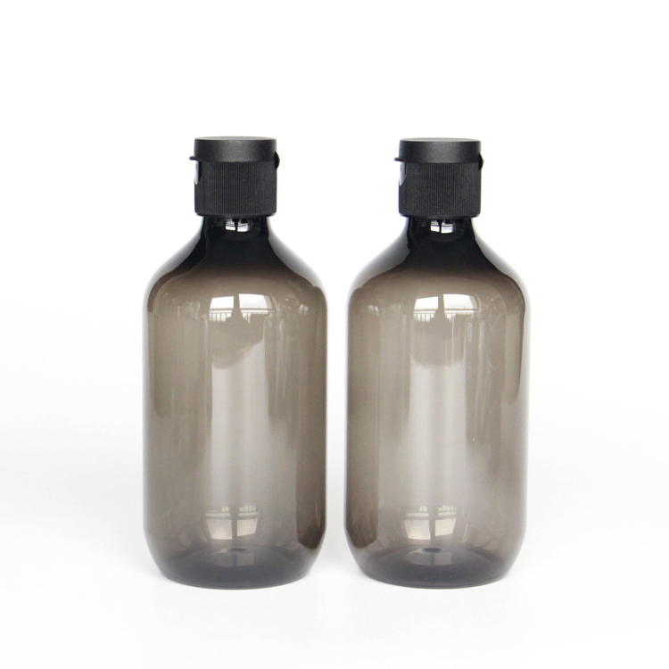 500ml Plastic PET Amber Bottle with Black Pump for Skincare Packaging Lotion Shampoo Bottle