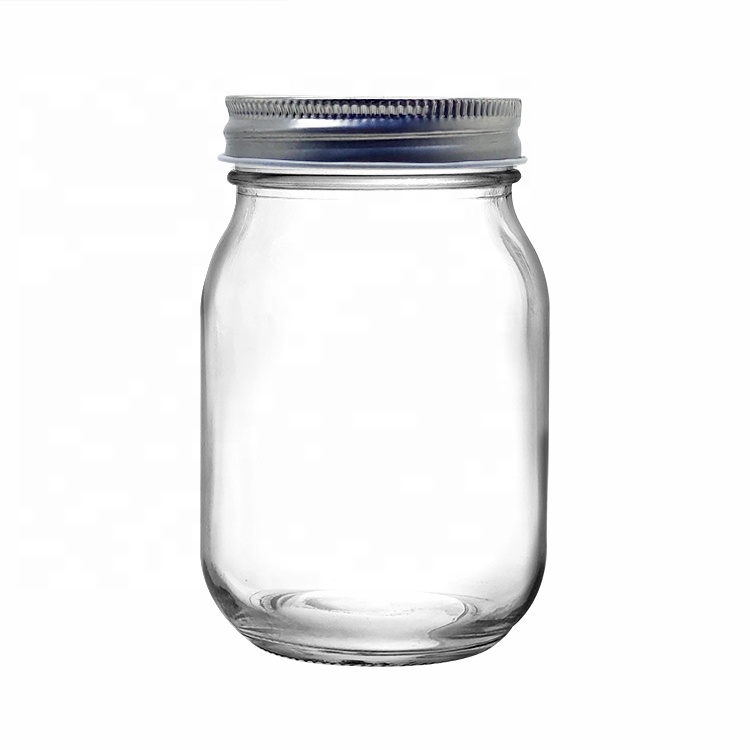 500ml Round Glass Mason Jar for Food Storage Coconut Oil with Metal Lids