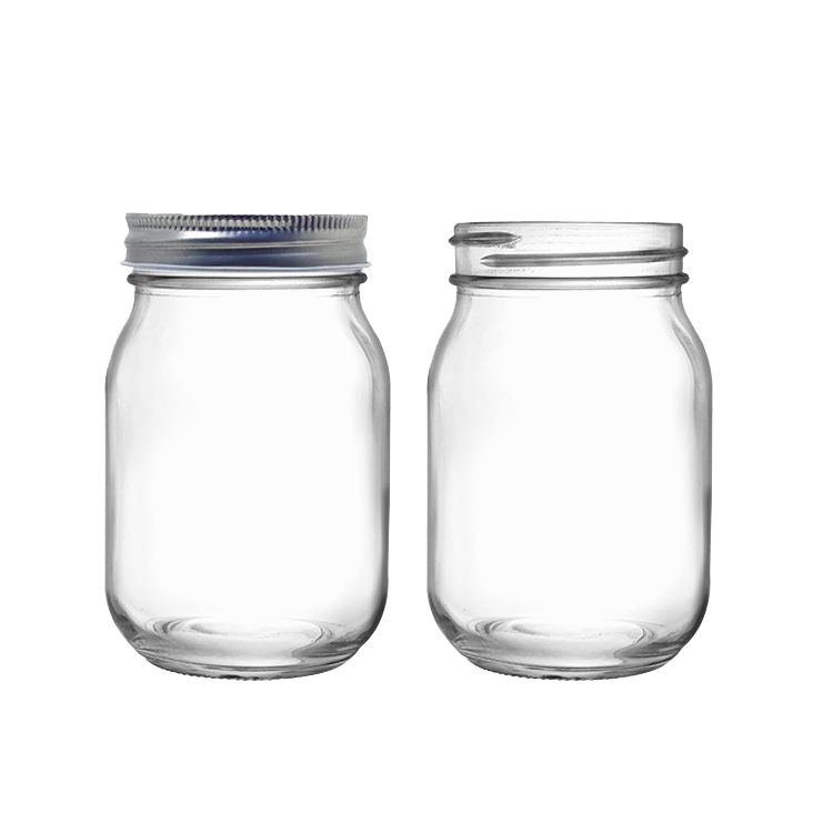 500ml Round Glass Mason Jar for Food Storage Coconut Oil with Metal Lids